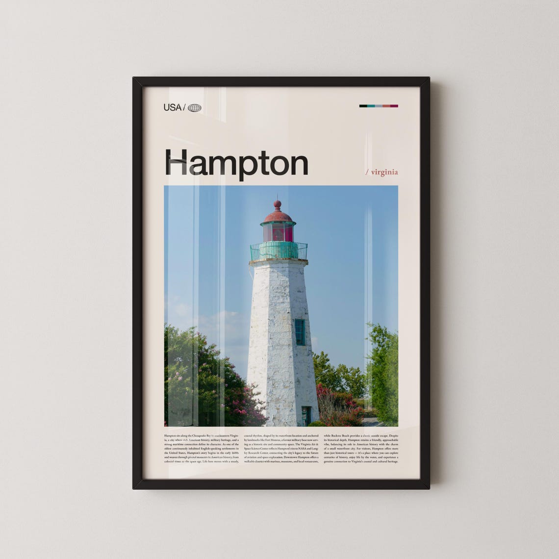 Hampton Virginia Lighthouse Bright Daytime Coastal Travel Poster
