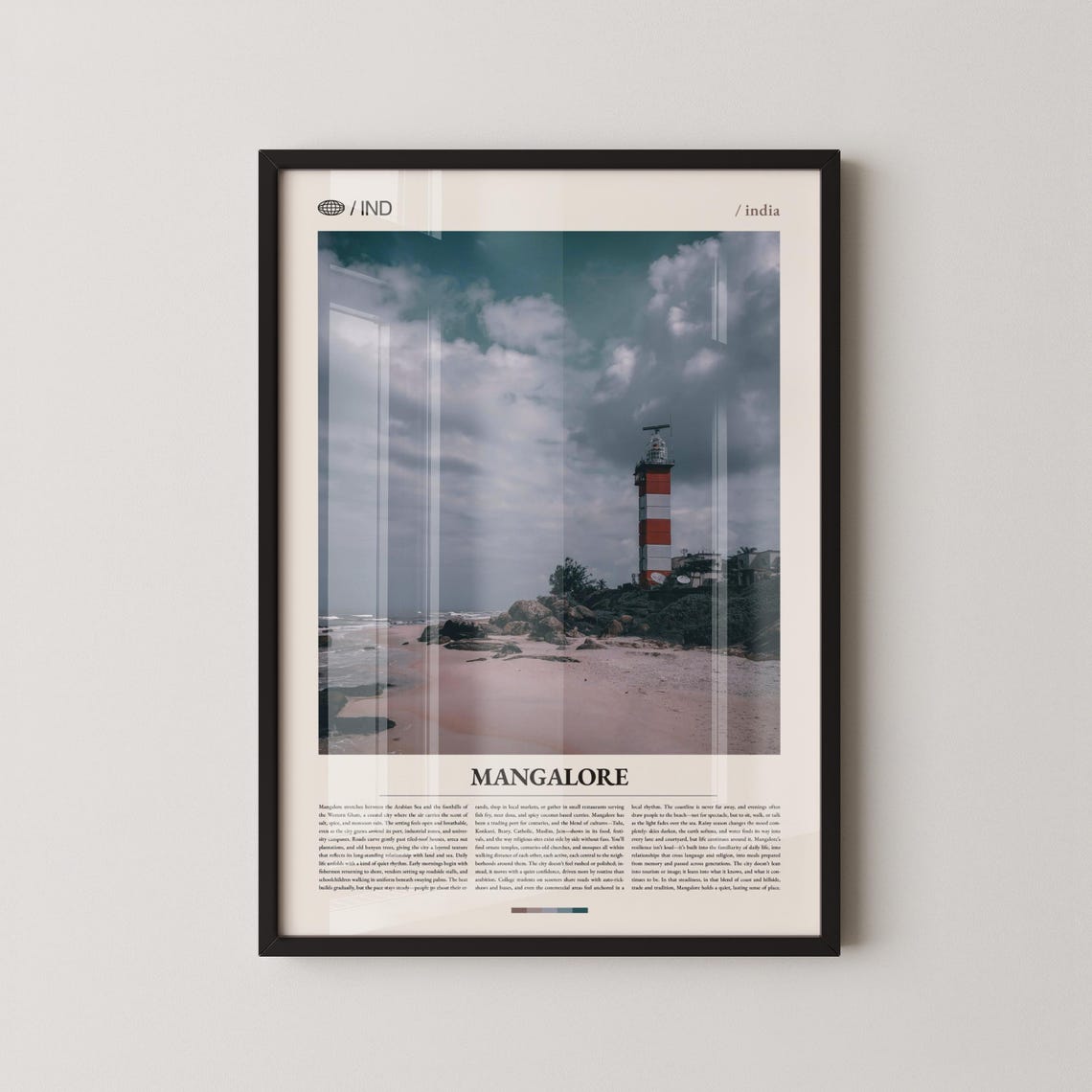 Mangalore India Red And White Lighthouse Rocky Coast Poster Scene