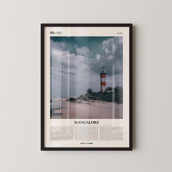Mangalore India Red And White Lighthouse Rocky Coast Poster Scene