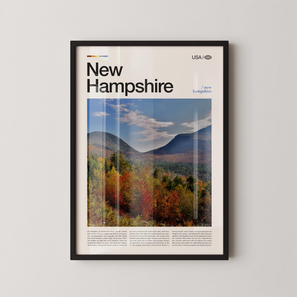 New Hampshire Autumn Mountain Valley Travel Photography Poster