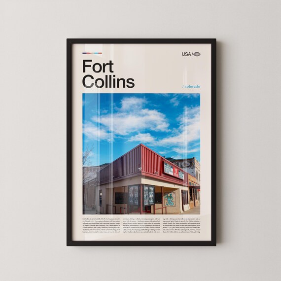 Fort Collins Colorado Big Title Blue Sky Photo Travel Poster