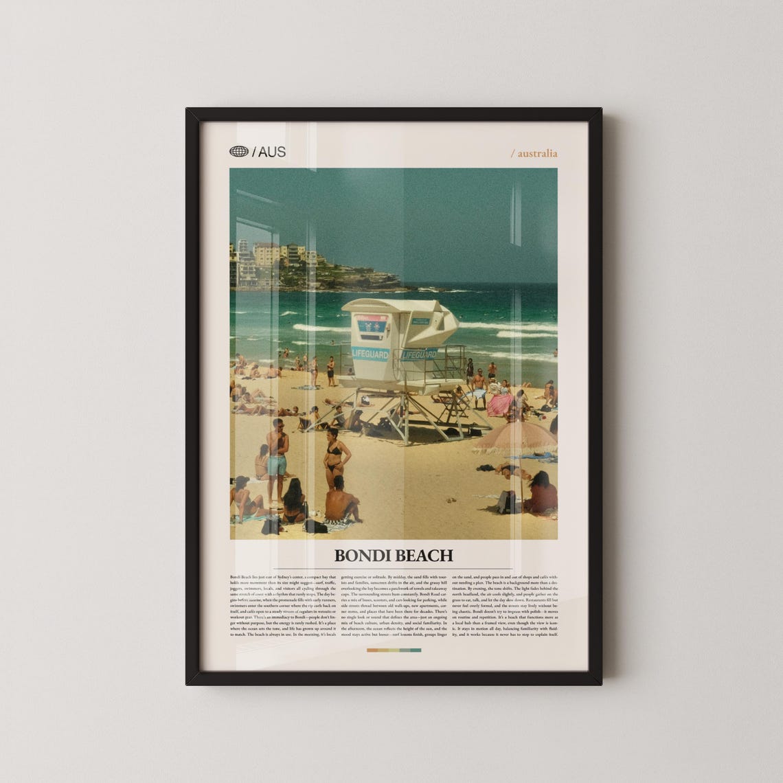Bondi Beach Lifeguard Tower Vintage Summer Photo Travel Poster
