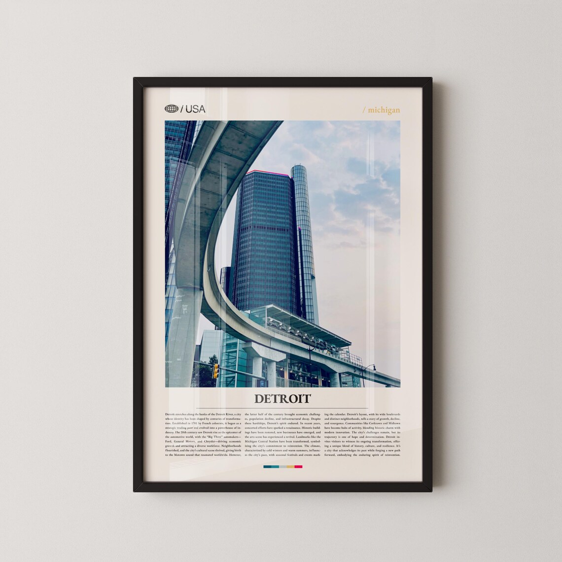 Detroit Michigan Downtown People Mover Tracks Urban Photo Poster