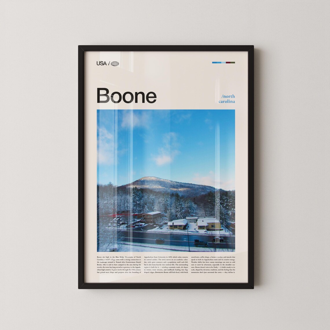Boone NC Blue Ridge Mountain Town Winter Scenic Travel Poster