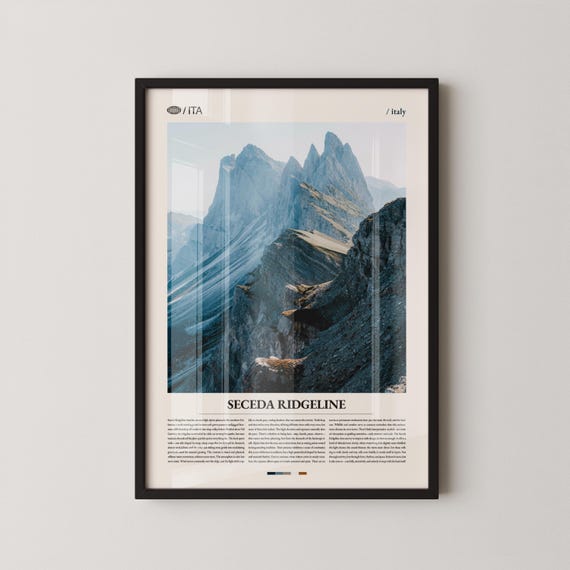 Seceda Ridgeline Print Wall Art Poster Photography Dolomites Mountain Landscape