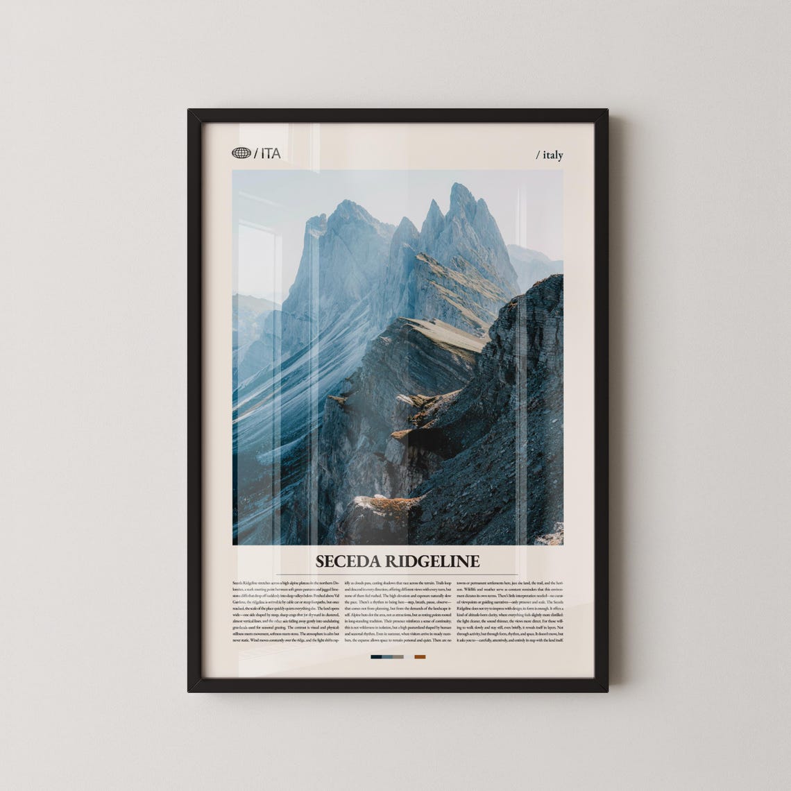 Seceda Ridgeline Print Wall Art Poster Photography Dolomites Mountain Landscape