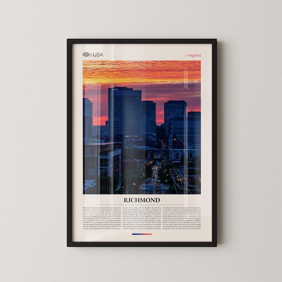 Richmond Virginia Sunset Skyline Bold Bottom Title Photo Poster
