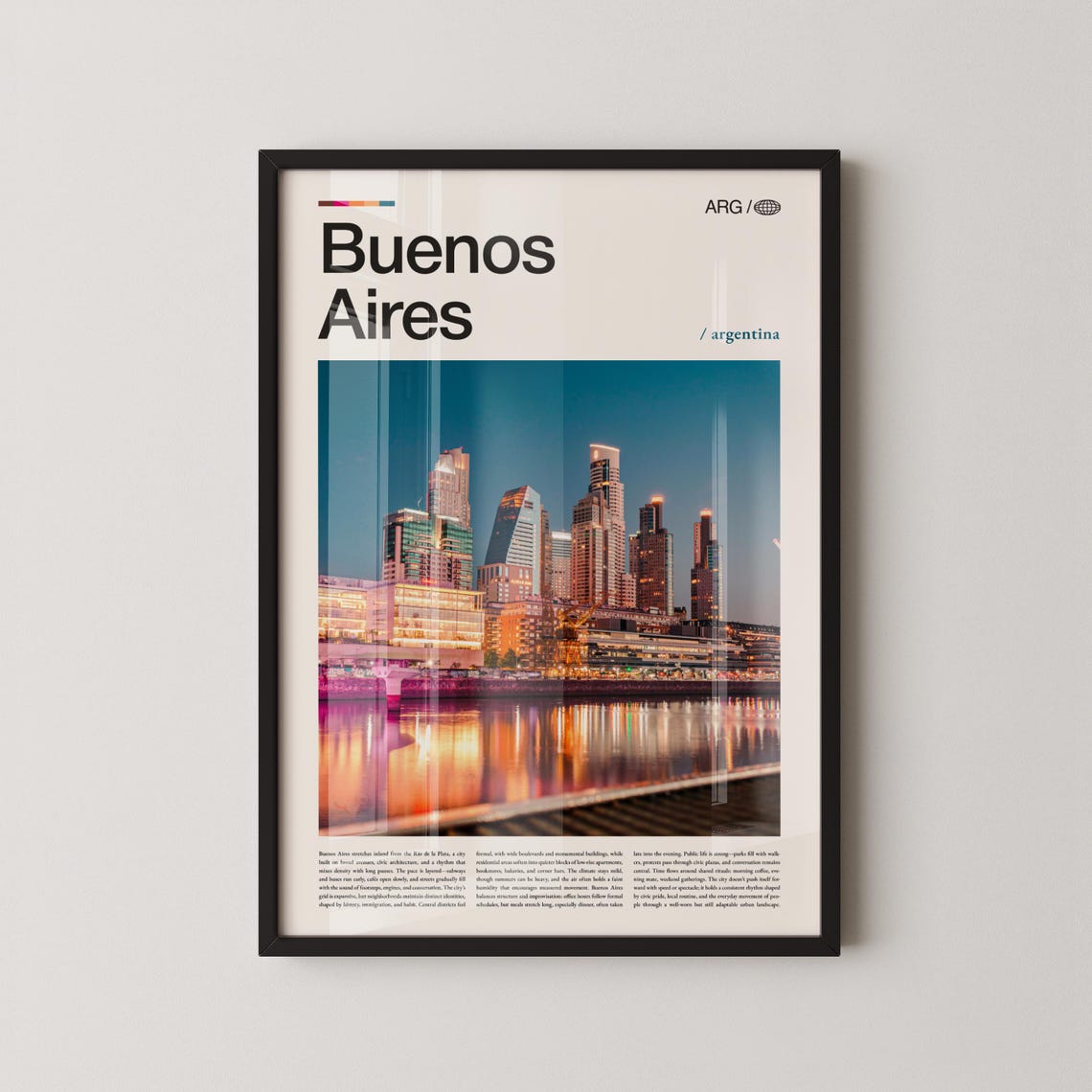 Buenos Aires Argentina Waterfront Cityscape Dusk Reflection Poster