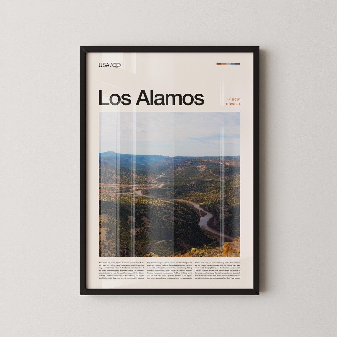 Los Alamos New Mexico High Desert Canyon River Minimalist Travel Poster