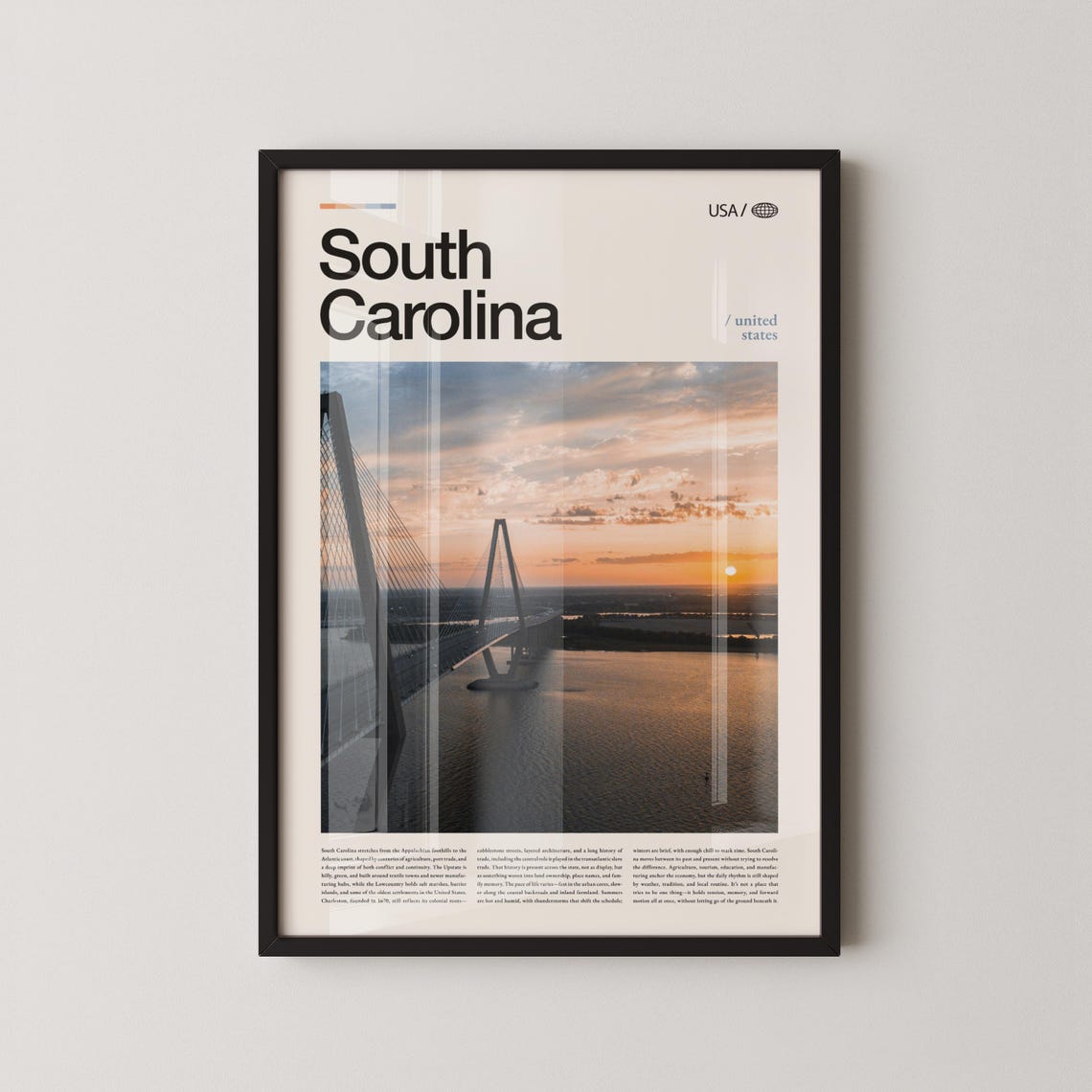South Carolina Cooper River Bridge Sunset Panorama Travel Poster