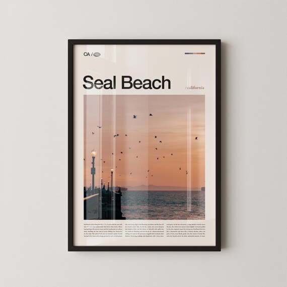 Seal Beach Print Wall Art Poster Photo Pier Main Street Alamitos Bay San