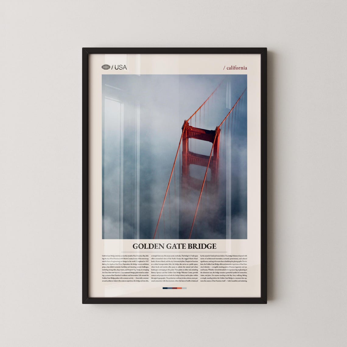 Golden Gate Bridge Emerging from Fog San Francisco Photo Poster