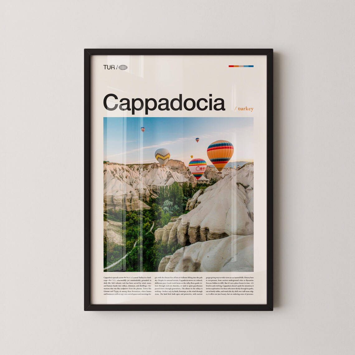 Cappadocia Turkey Hot Air Balloons Valley Daytime Photography Poster