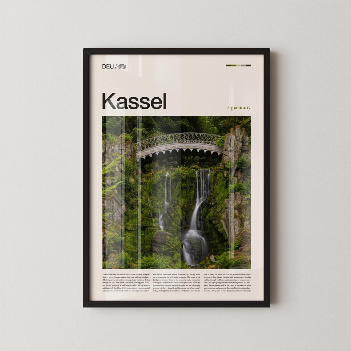 Kassel Germany Bergpark Waterfall Bridge Garden Photography Travel Poster