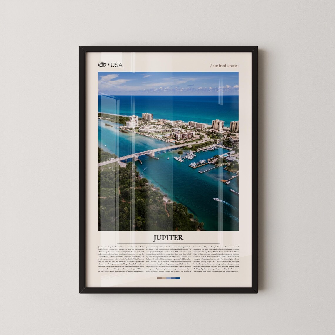 Jupiter Florida Aerial Inlet Marina Sunset Photo Travel Art Poster