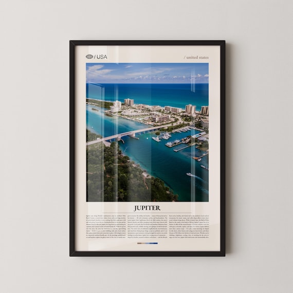 Jupiter Florida Aerial Inlet Marina Sunset Photo Travel Art Poster
