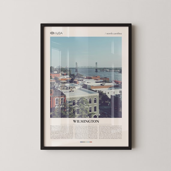 Wilmington North Carolina Riverfront Bridge Skyline Scene Poster