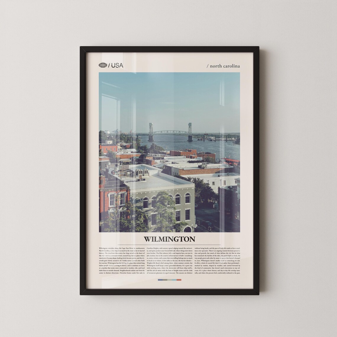 Wilmington North Carolina Riverfront Bridge Skyline Scene Poster