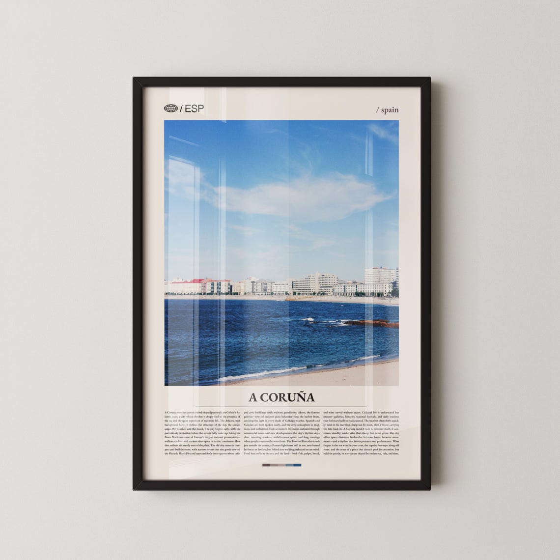 A Coruna Spain Beachfront Cityscape Minimalist Travel Poster