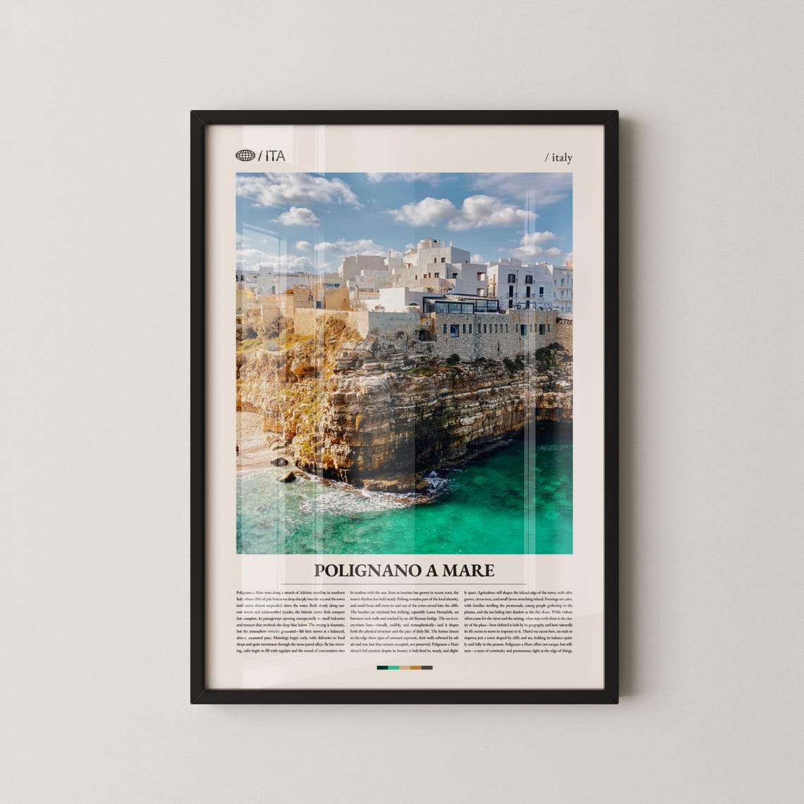 Polignano a Mare Italy Whitewashed Cliffs Photo Travel Poster