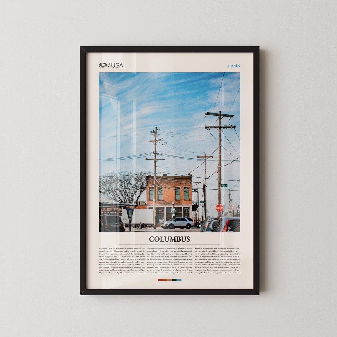 Columbus Ohio Street Corner Storefront Neighborhood Travel Poster