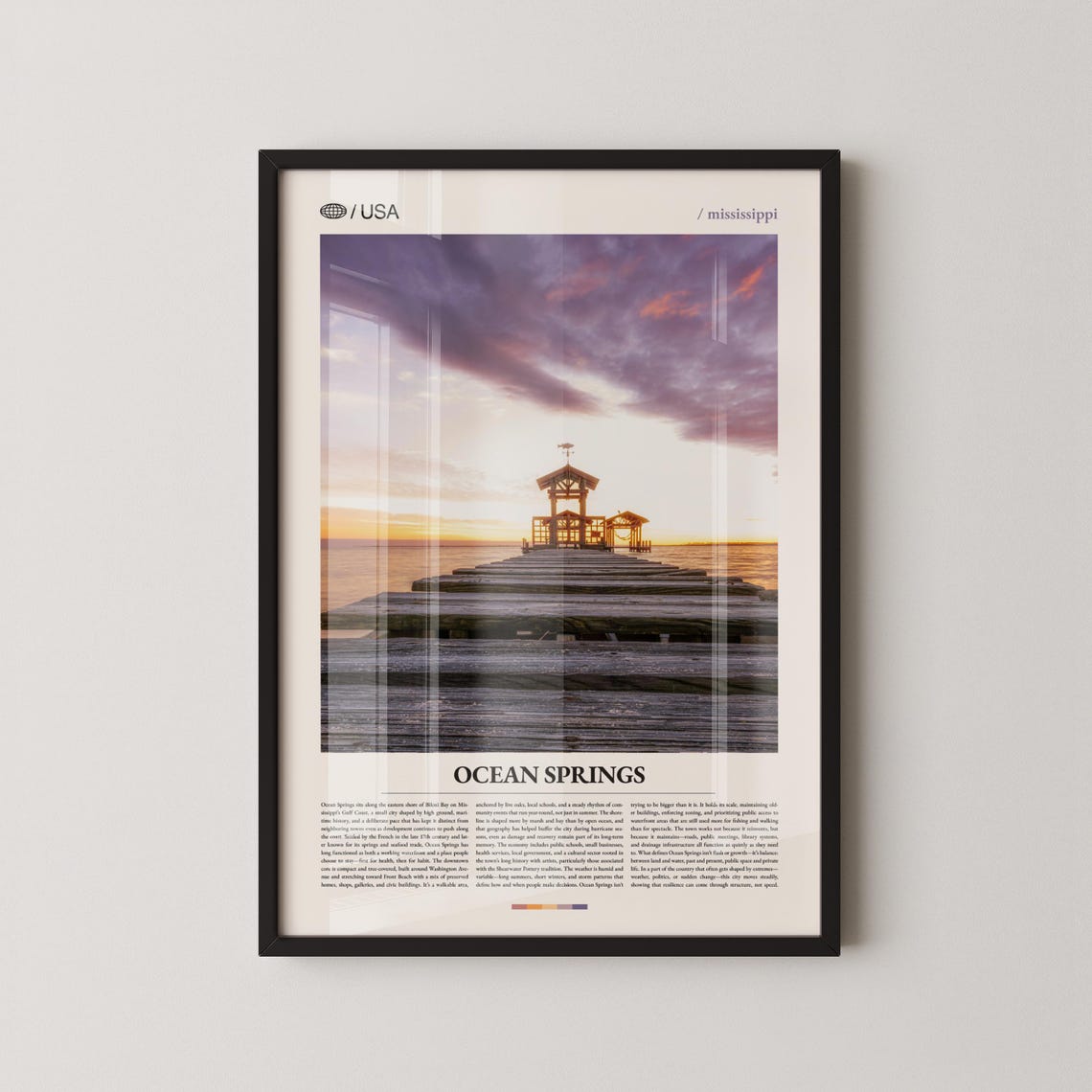 Ocean Springs Mississippi Sunset Pier Pavilion Travel Poster