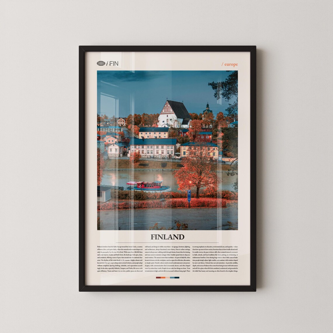 Finland Autumn Old Town Golden Dusk Light Travel Photo Art Poster
