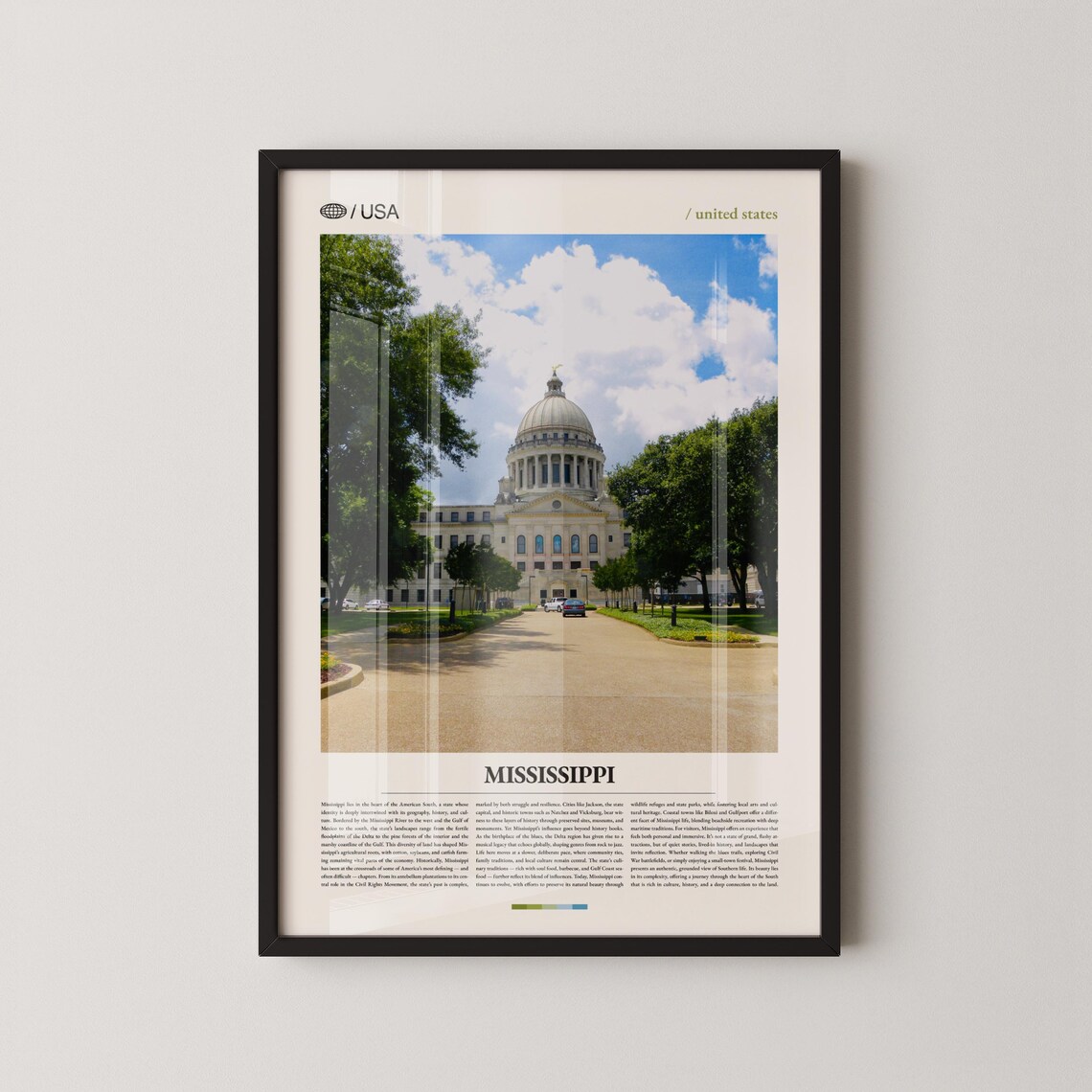 Mississippi State Capitol Building Jackson USA Travel Photo Poster
