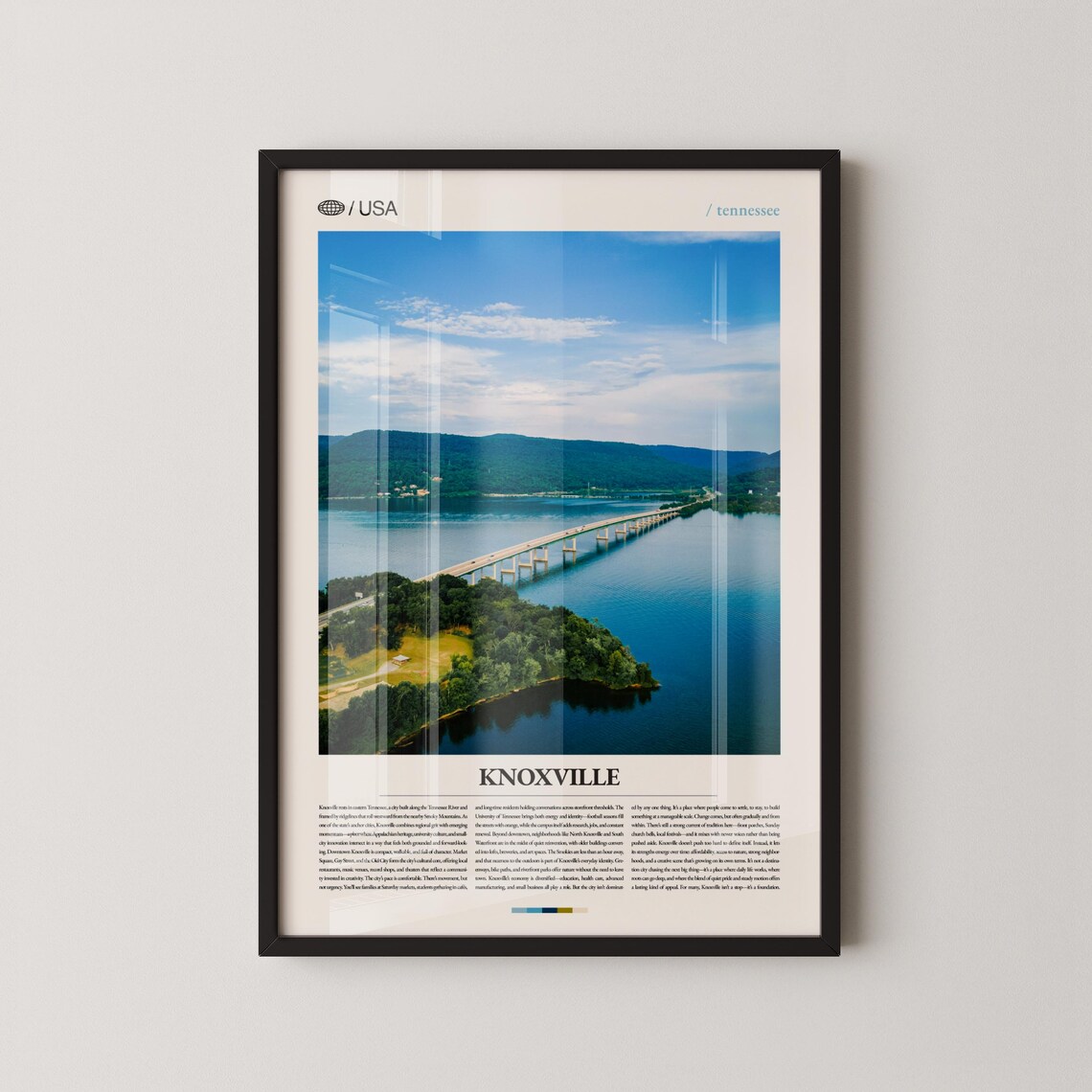 Knoxville Tennessee River Bridge Aerial Cityscape Summer View Poster