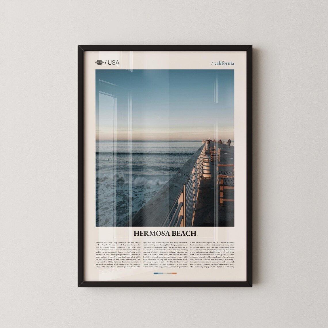 Hermosa Beach California Pier Walkway Morning Photo Travel Poster
