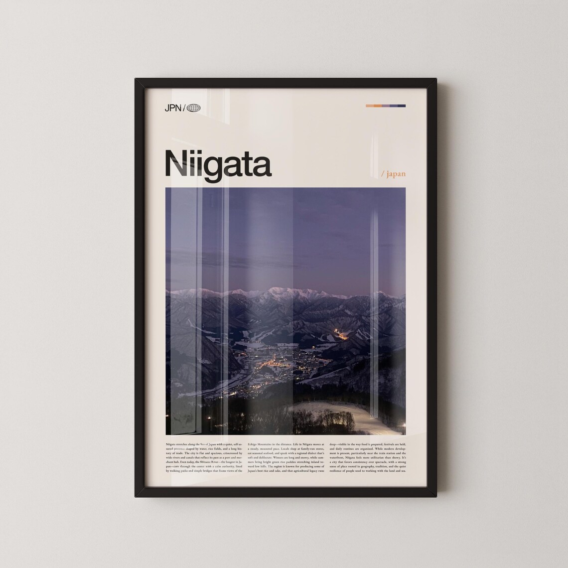Niigata Japan Snowy Mountain Dusk City View Travel Photo Poster