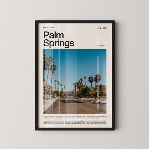 Palm Springs California Palm Lined Street Photo Travel Poster