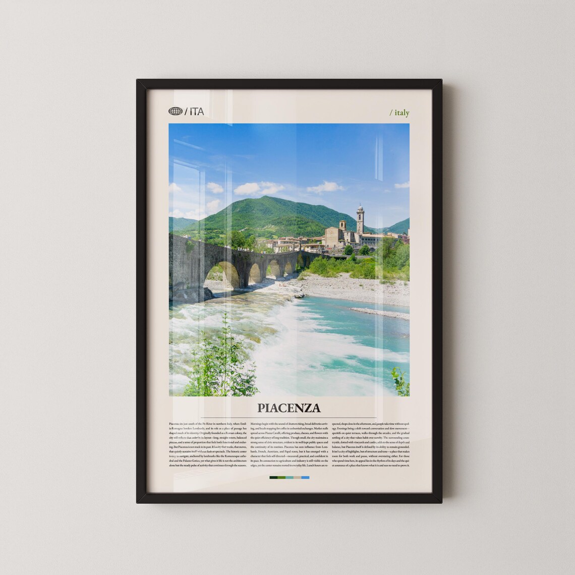 Piacenza Italy Ancient Stone Bridge Over River Travel Photo Poster