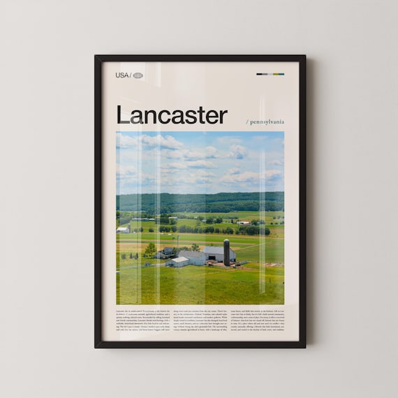 Lancaster Pennsylvania Farm Silo Green Pastures Country Travel Poster