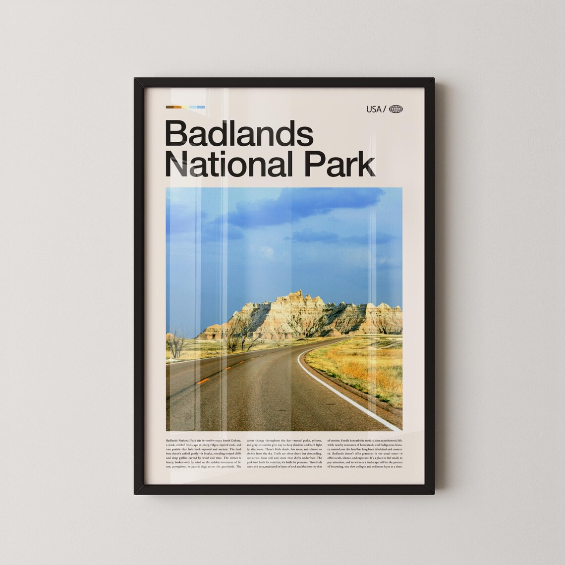 Badlands National Park USA Bold Title Landscape Photography Travel Poster