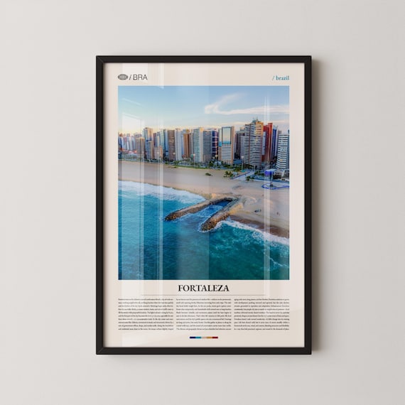 Fortaleza Brazil Beachfront Skyline Aerial View Editorial Poster