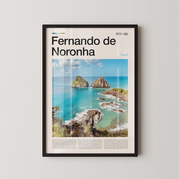 Fernando de Noronha Brazil Island Cliffs Aerial Ocean Travel Poster