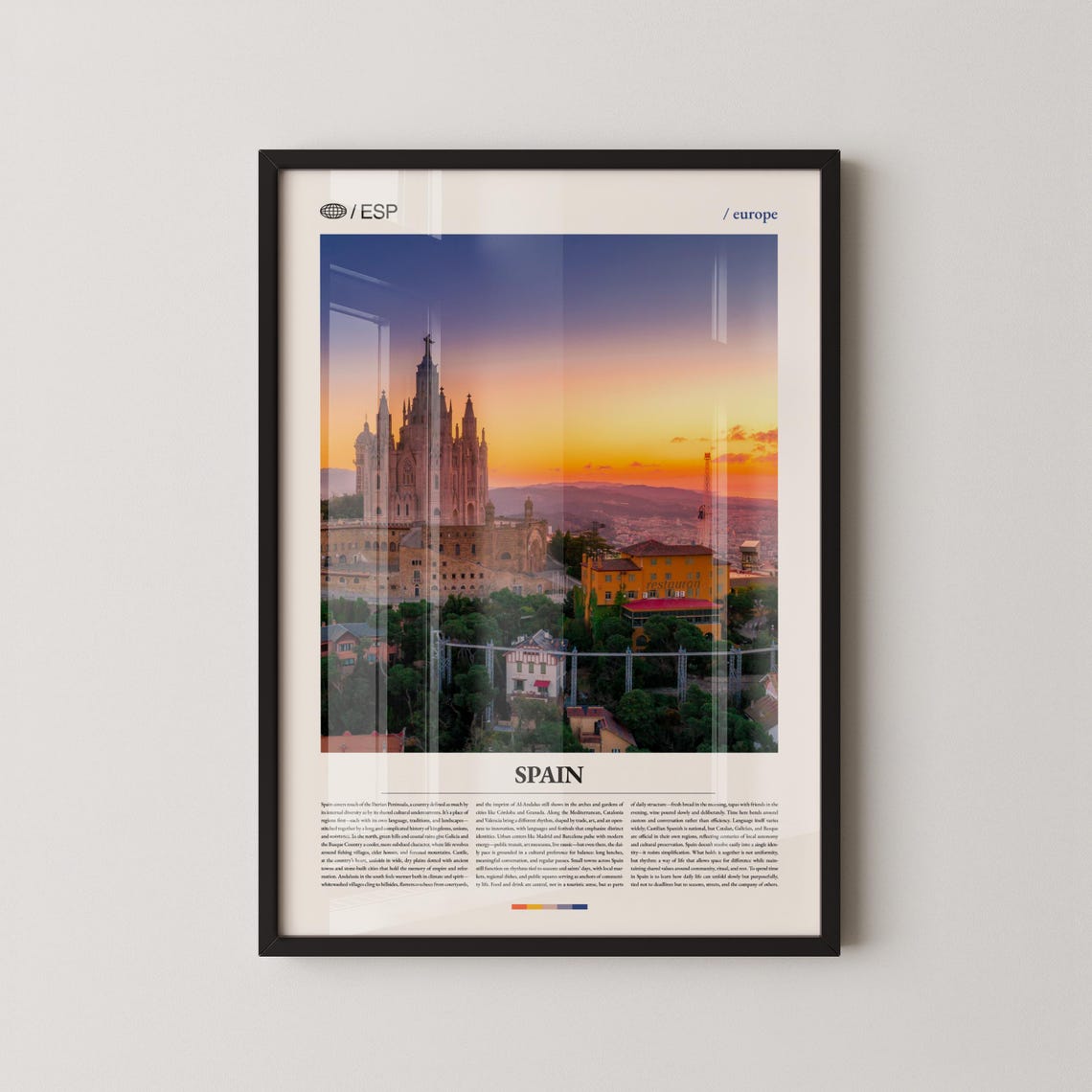 Spain Cathedral Sunset Skyline Europe Travel Souvenir Poster