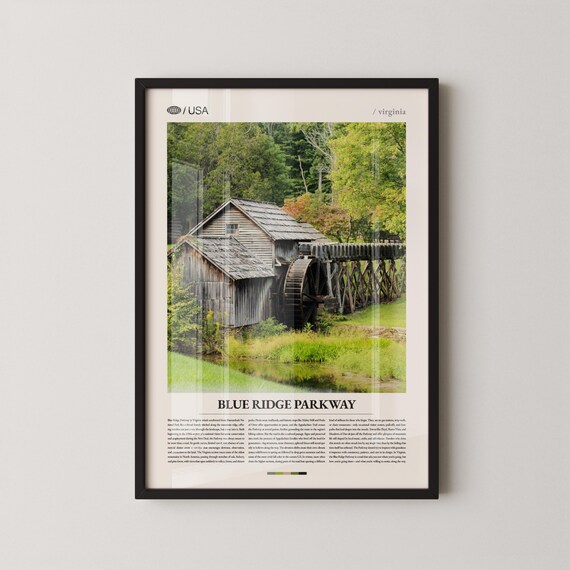 Blue Ridge Parkway Virginia Historic Watermill Travel Poster