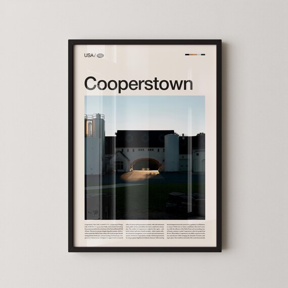 Cooperstown New York Dusk Industrial Landmark City Travel Poster