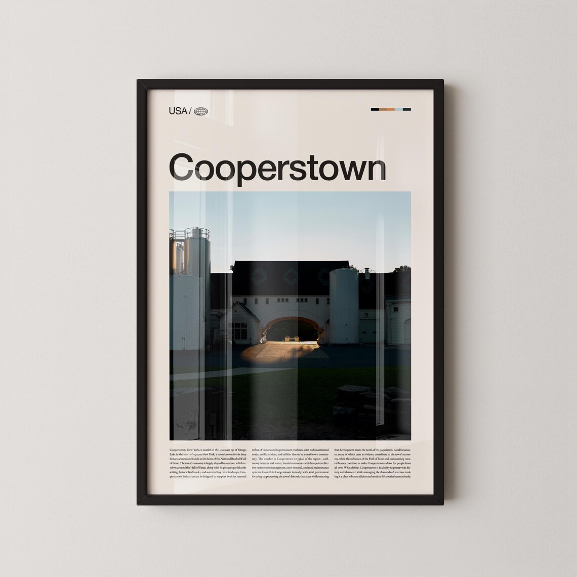 Cooperstown New York Dusk Industrial Landmark City Travel Poster