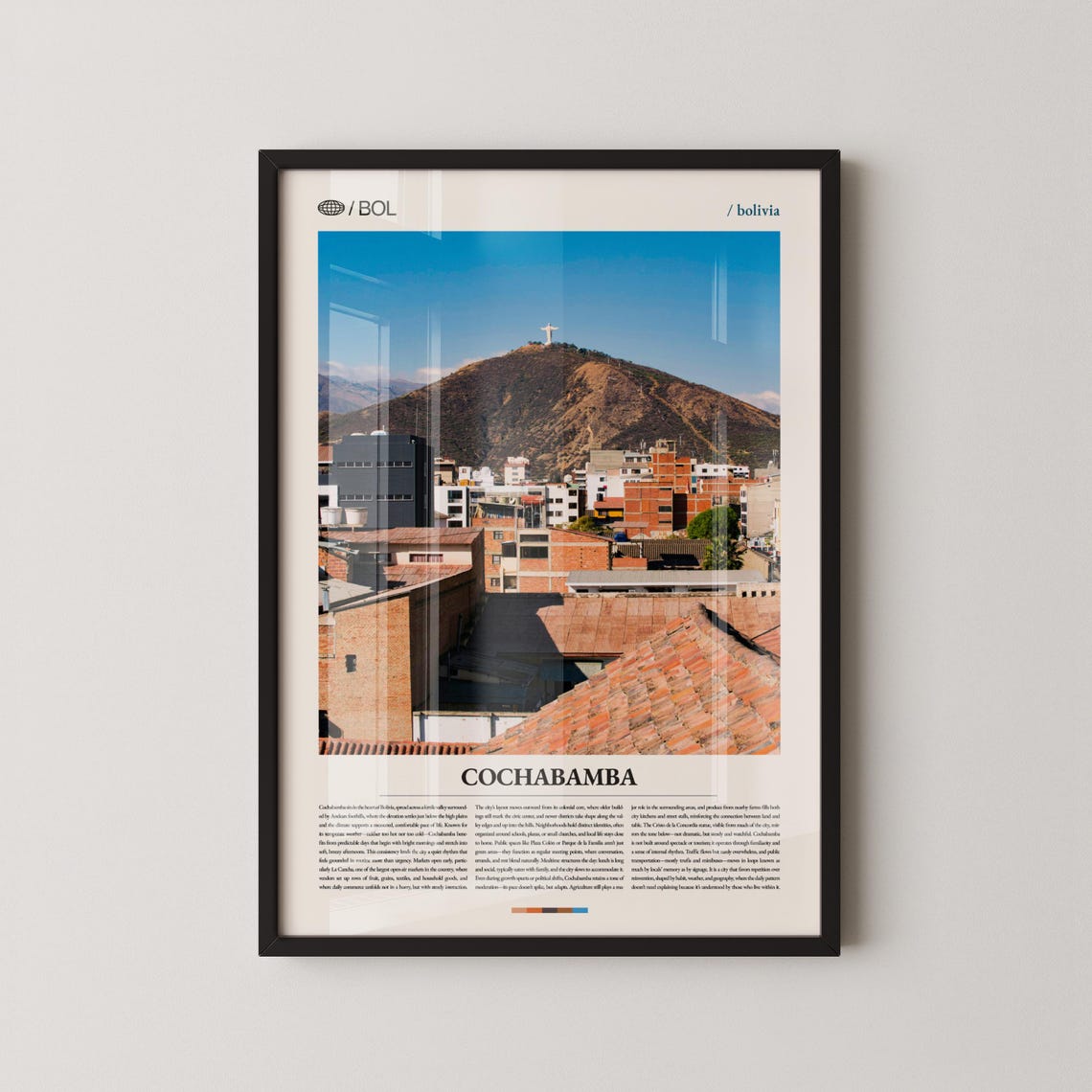 Cochabamba Bolivia City Rooftops Cristo de la Concordia Poster