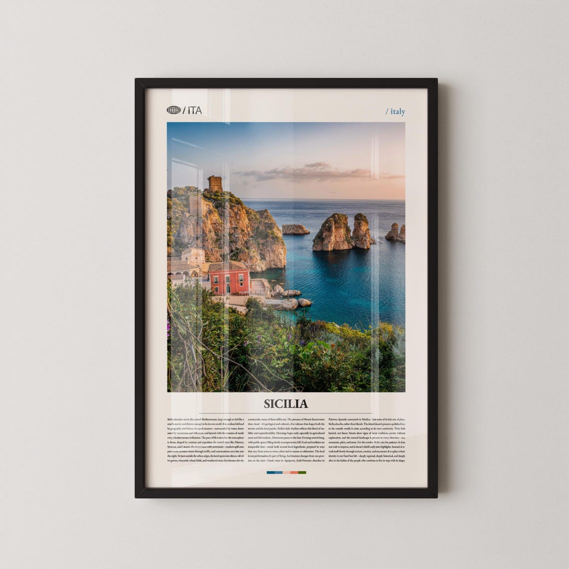 Sicilia Rugged Rocky Coast Sea Cliffs Editorial Travel Poster