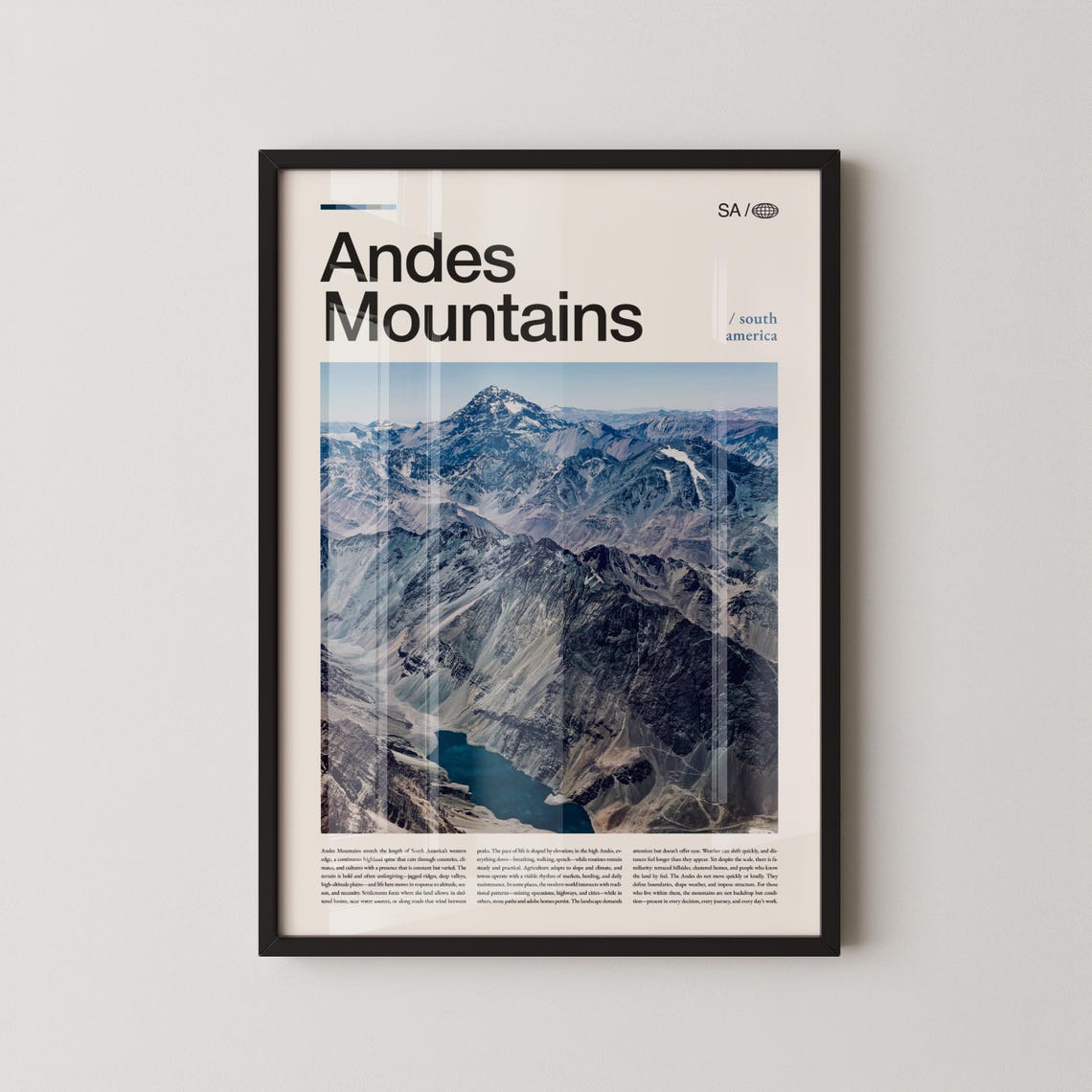 Andes Mountains Print Wall Art Poster Photography South Mountain Landscape