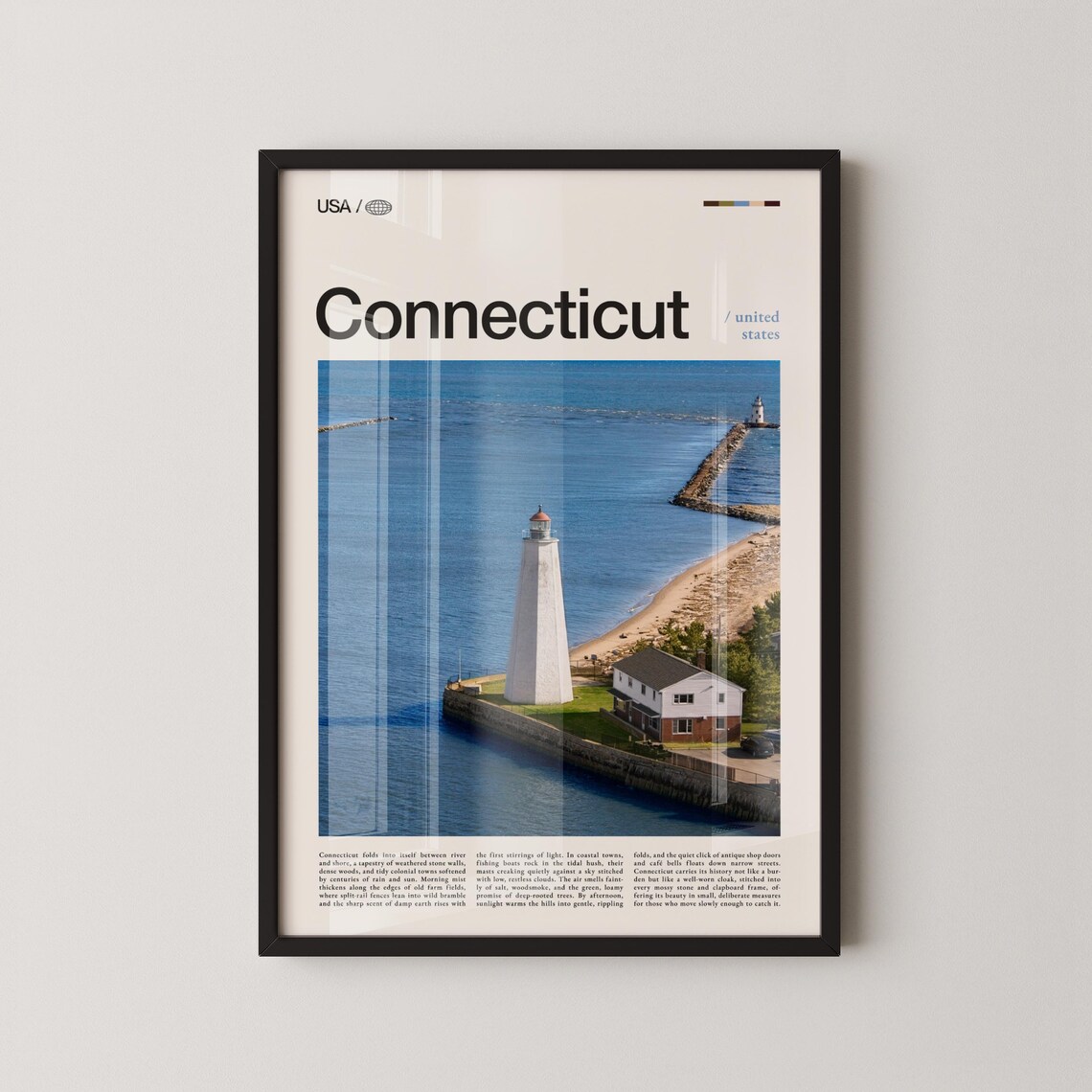 Connecticut Lighthouse Coastal Photography Travel Poster USA