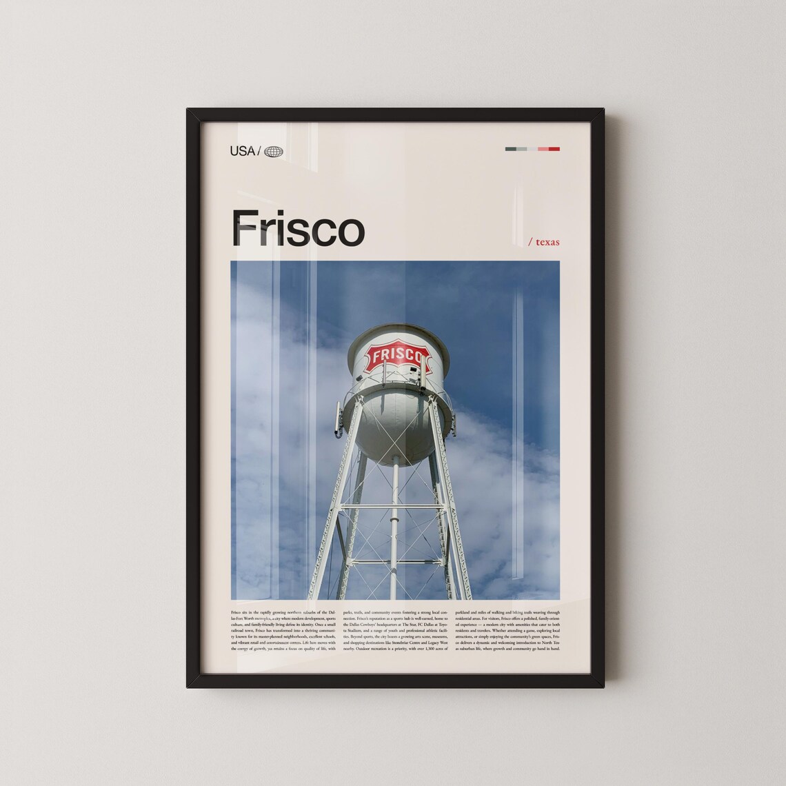 Frisco Texas Modern Suburban Landscape Travel Poster
