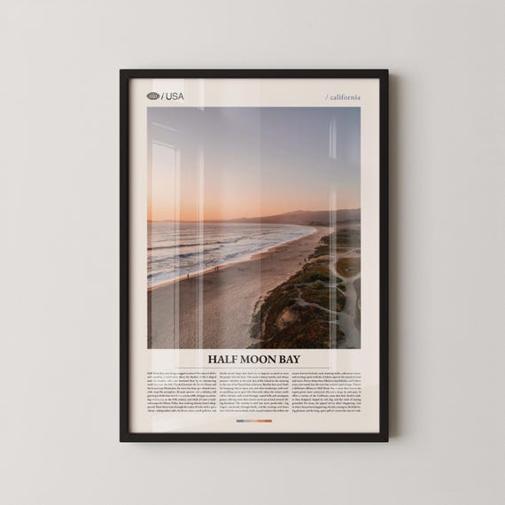 Half Moon Bay Print Wall Art Poster Photo Mavericks Beach Pillar Point Harbor