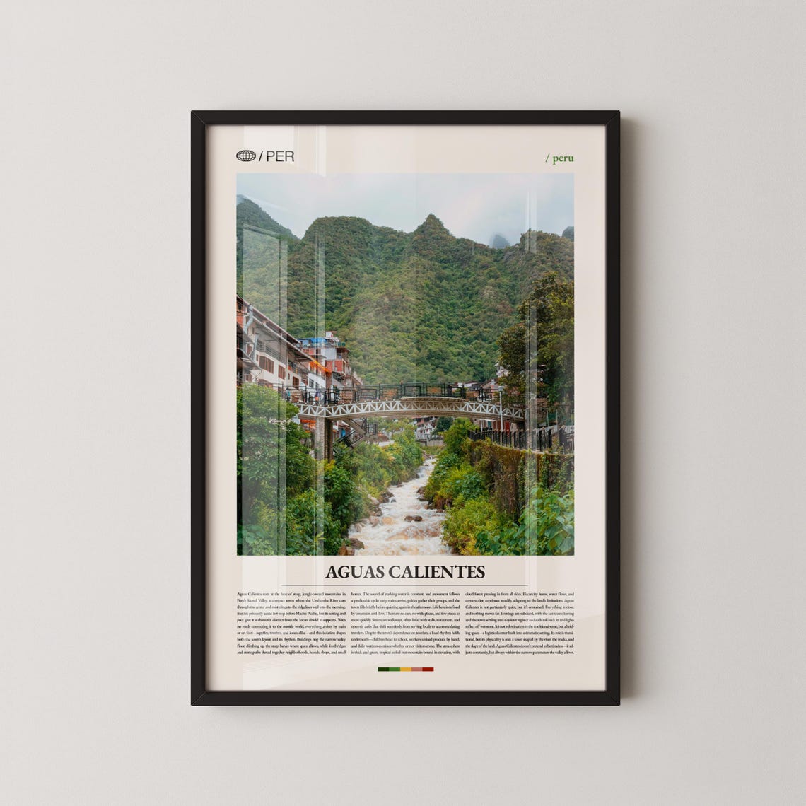 Aguas Calientes Peru Travel Poster Mountain Town Machu Picchu Gateway