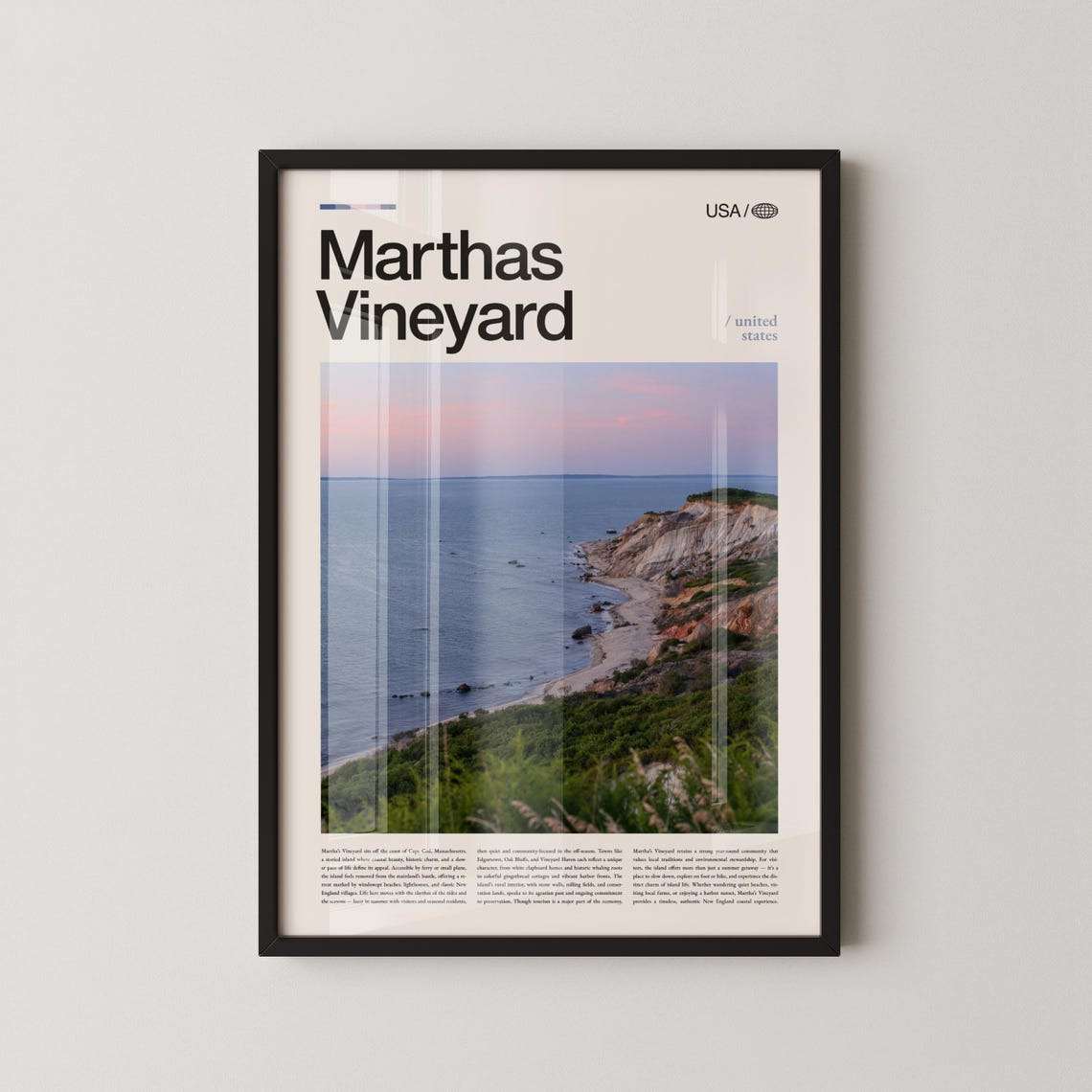 Marthas Vineyard Massachusetts Cliffs Coastline Travel Poster