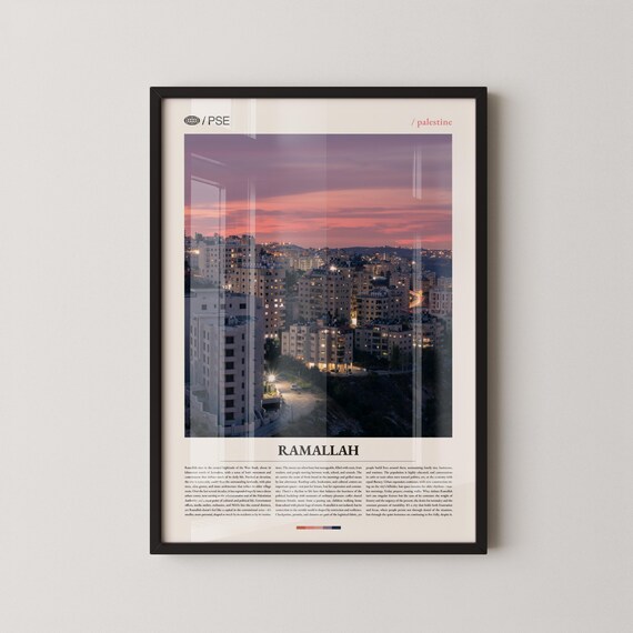 Ramallah Palestine Night City Lights Pink Sky Cityscape Travel Poster